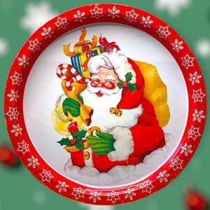 Vintage Santa Claus Metal Plate, Vintage Christmas Plate, Vintage Christmas deco